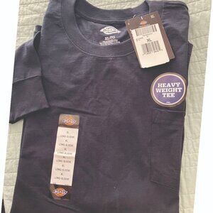 Dickies long sleeve 100% Cotton men's pocket t shirt - dark navy blue
